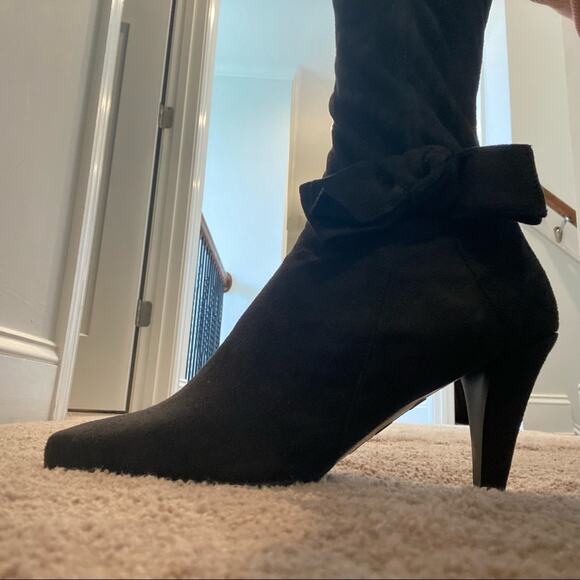 Jessica Simpson Women's Black Micro Suede Zip Up Boots w/Bow Detail Size 9 - Picture 15 of 16